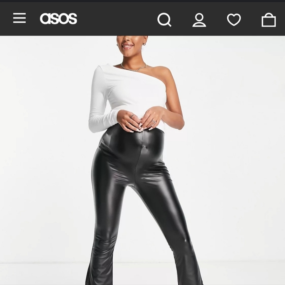 Maternity high waisted coated flare pants